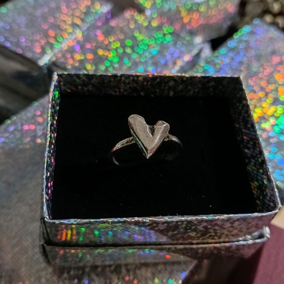 Kalp El Yapımı Gümüş Yüzük