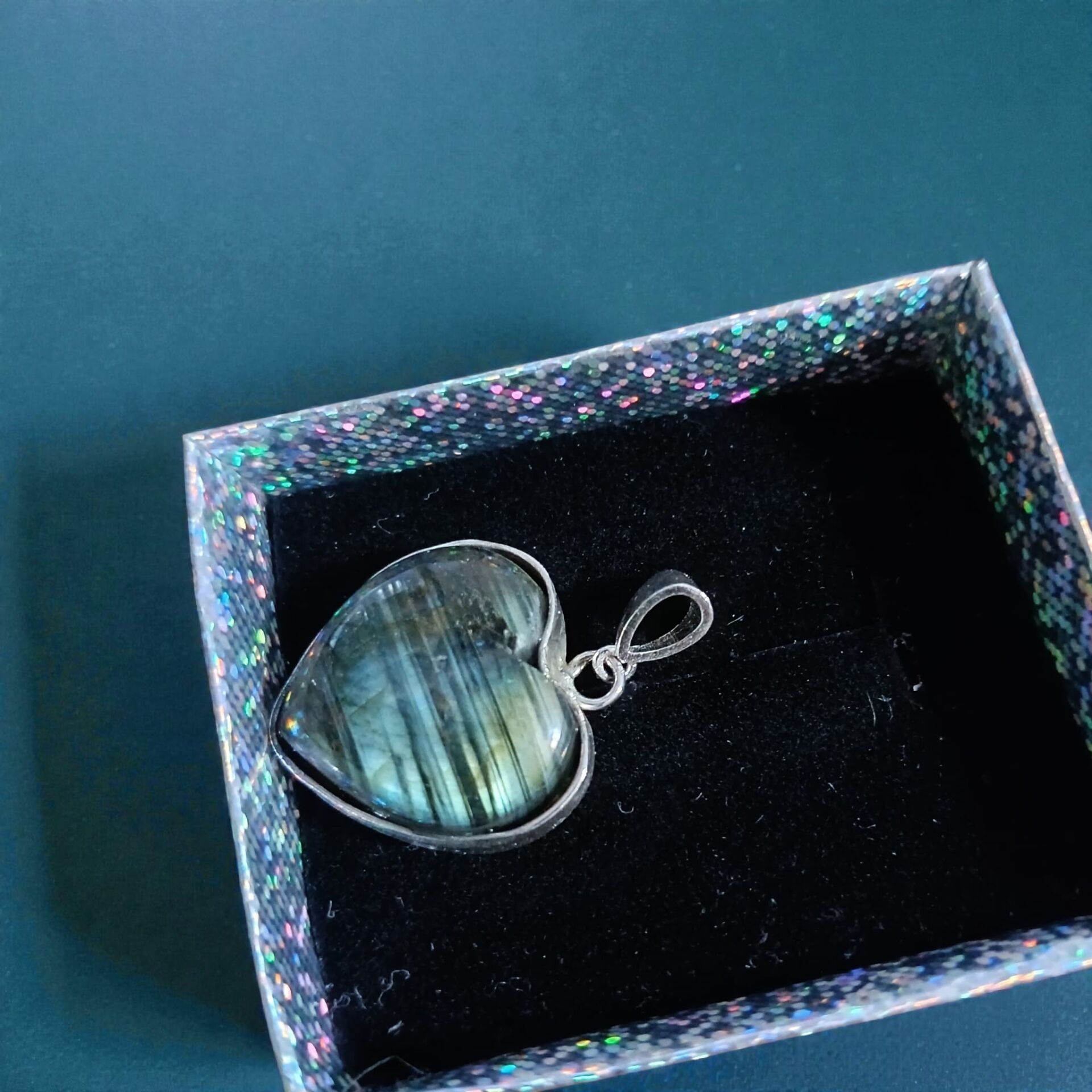 Kalp Labradorit Gümüş el Yapımı Kolye Ucu