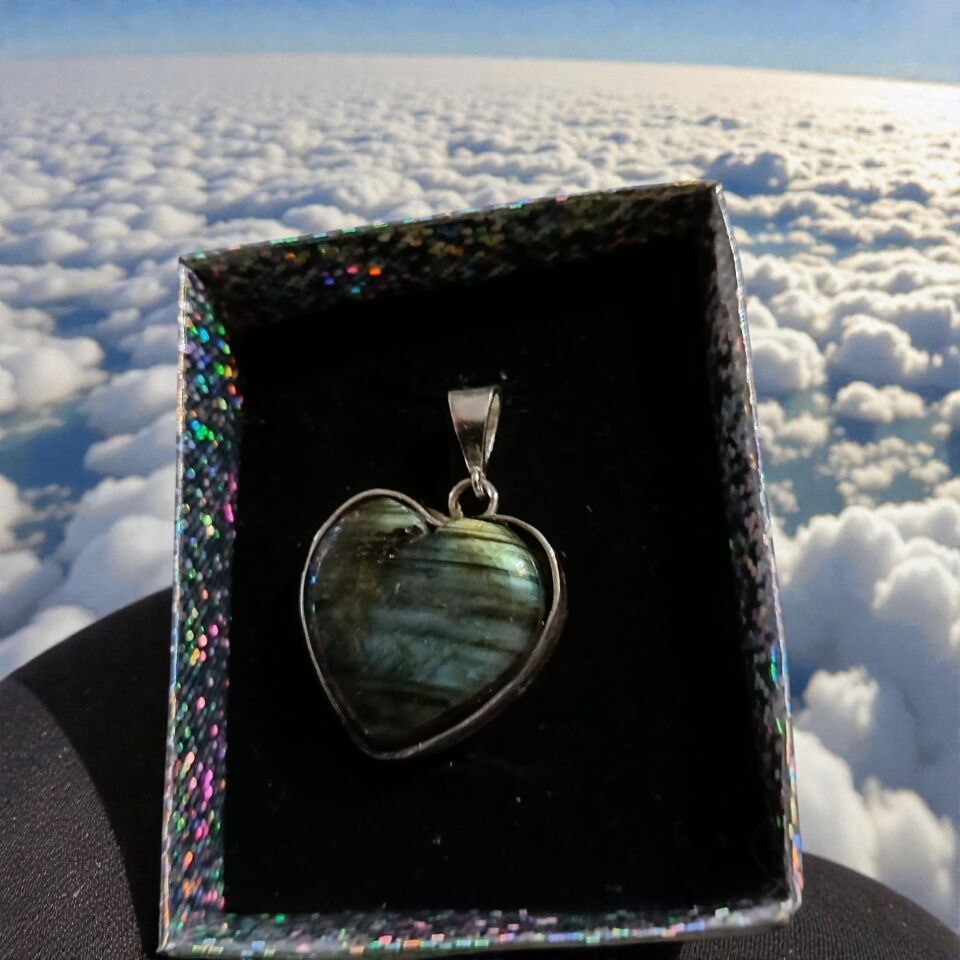 Kalp Labradorit Gümüş el Yapımı Kolye Ucu