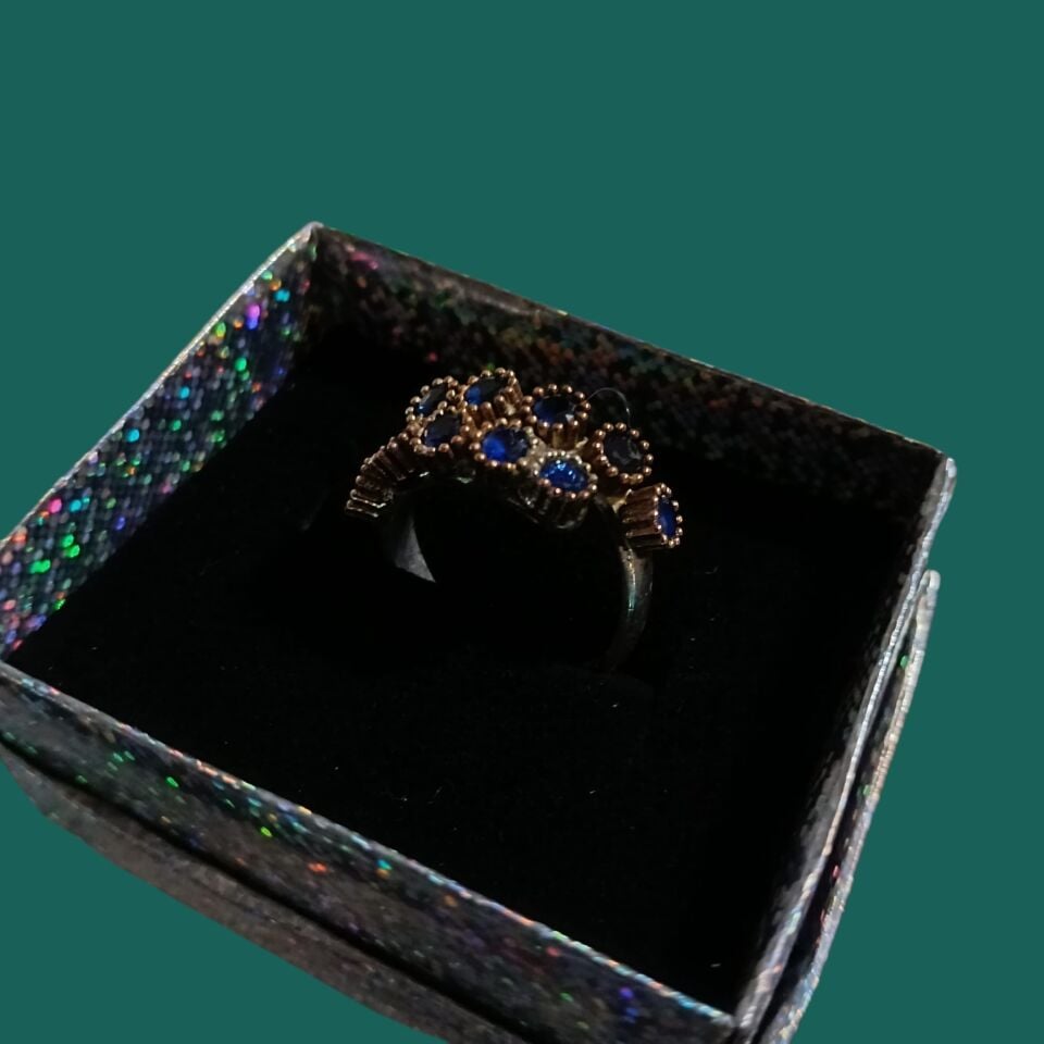 Lacivert Zirkon Taşlı Özel Tasarım El Yapımı Gümüş Yüzük