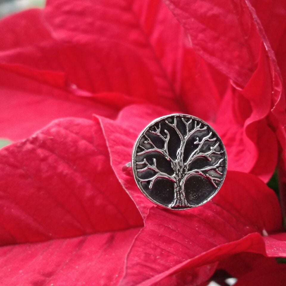 Hayat Ağacı El Yapımı Gümüş Yüzük