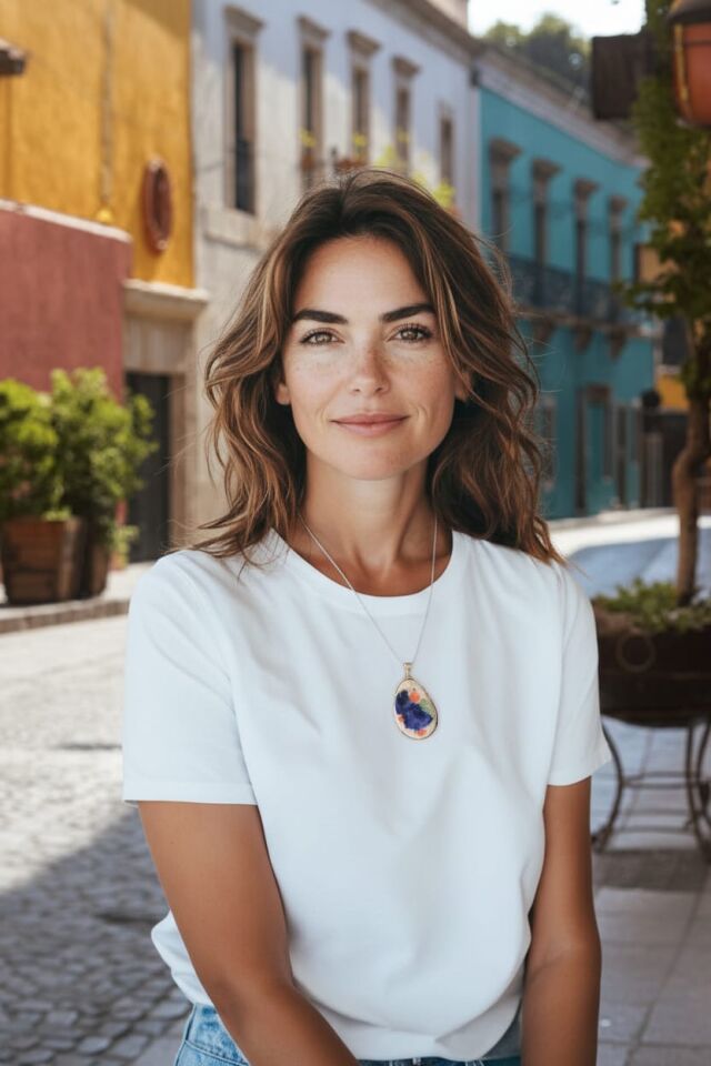 Seramik Taşlı El Yapımı 925 Ayar Gümüş Kolye