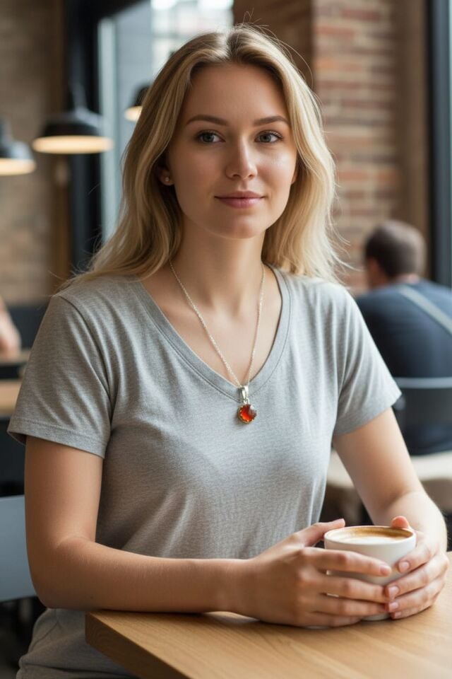 Akik Taşlı Prinç & Gümüş Kolye Ucu ve 925 Ayar Gümüş Kolye Zinciri