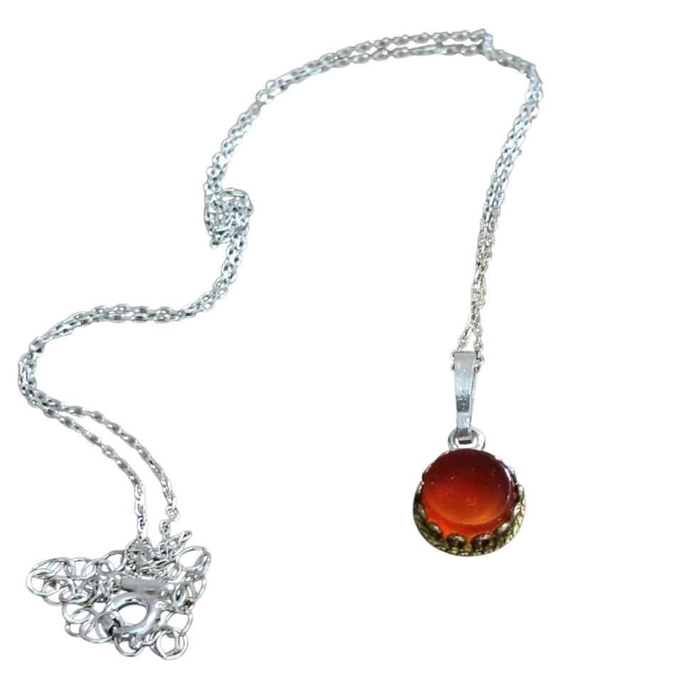 Akik Taşlı Prinç & Gümüş Kolye Ucu ve 925 Ayar Gümüş Kolye Zinciri