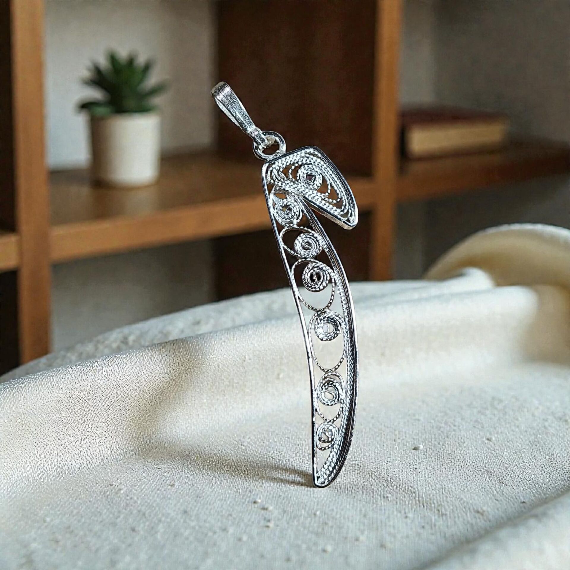 Telkari Elif El Yapımı Gümüş Kolye Ucu