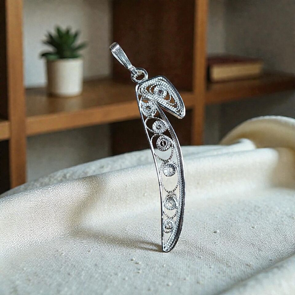 Telkari Elif El Yapımı Gümüş Kolye Ucu