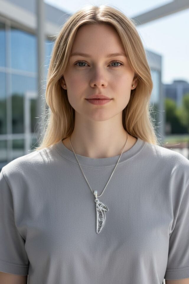 Telkari El Yapımı Elif Gümüş Kolye Ucu