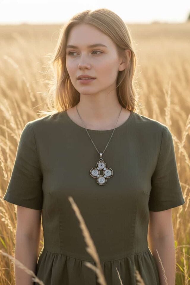 Telkari Gümüş Tasarım El Yapımı Kolye Ucu