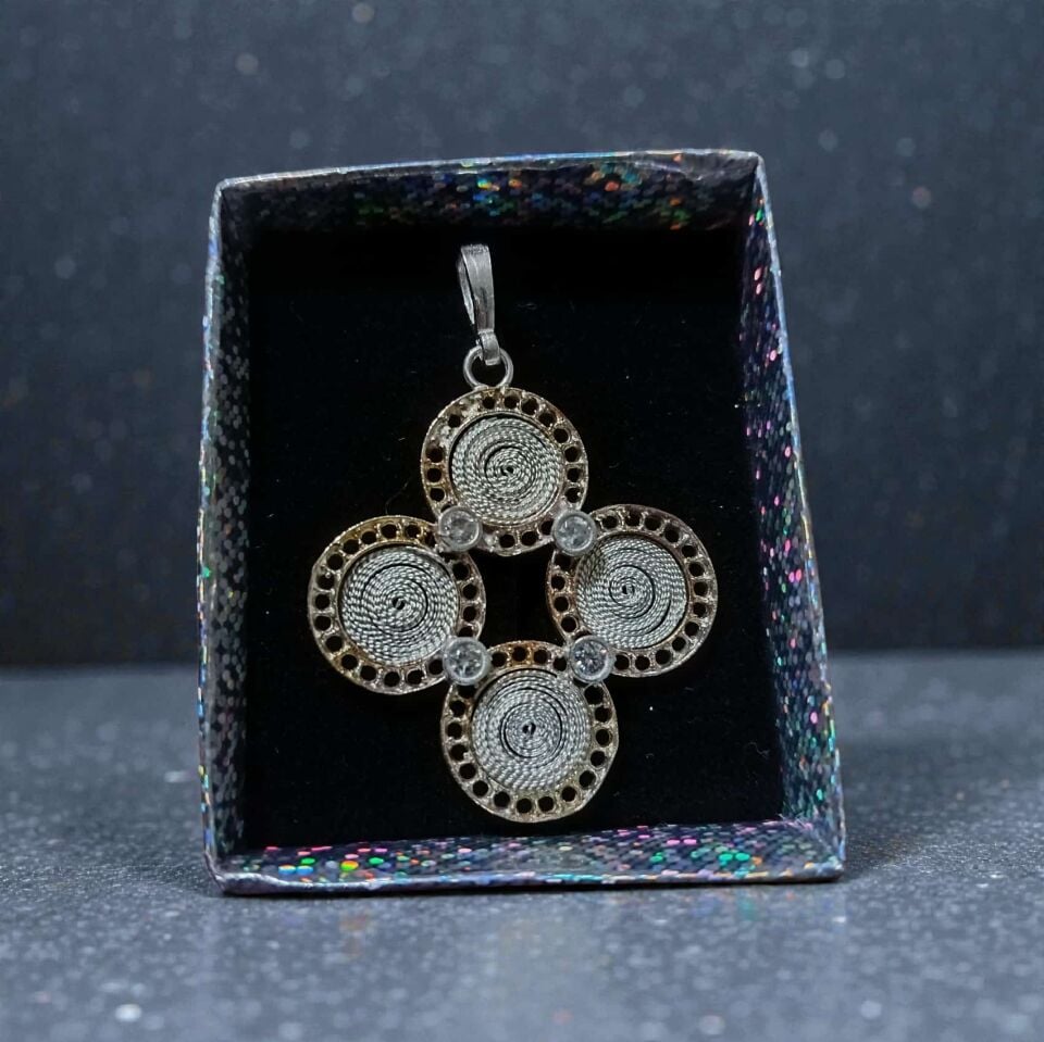 Telkari Gümüş Tasarım El Yapımı Kolye Ucu