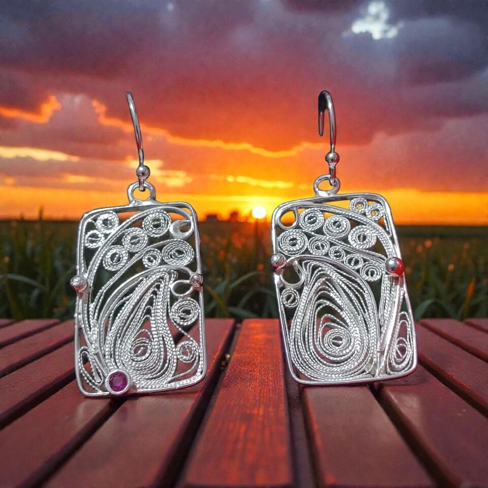 Telkari El Yapımı Gümüş Küpeler