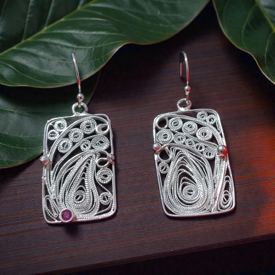 Telkari El Yapımı Gümüş Küpeler