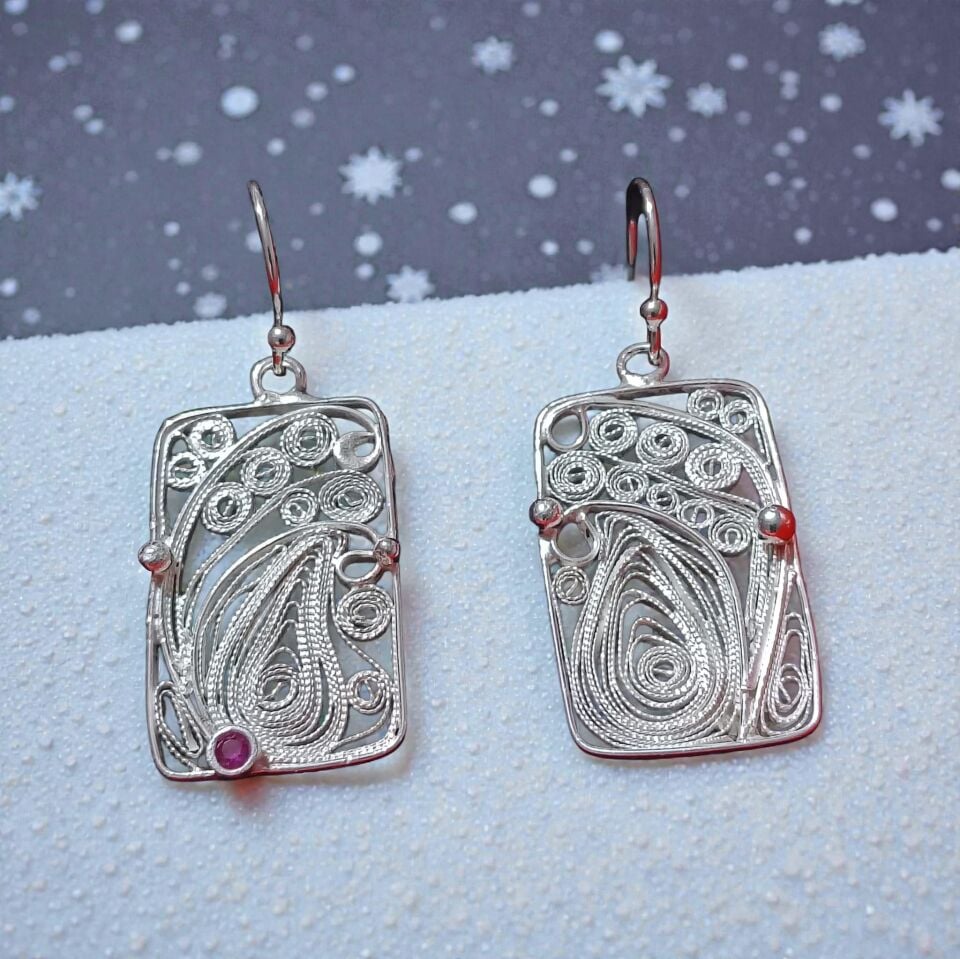 Telkari El Yapımı Gümüş Küpeler