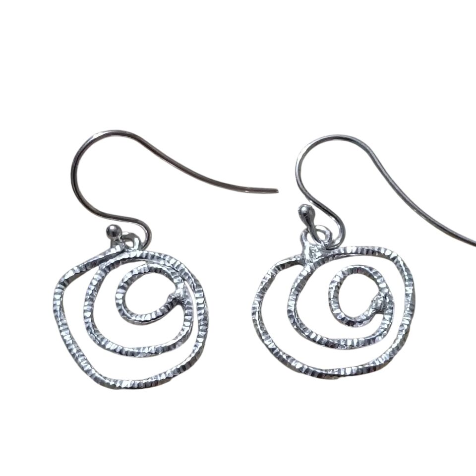 Spiral El Yapımı Gümüş Hayat Döngüsü Küpeler