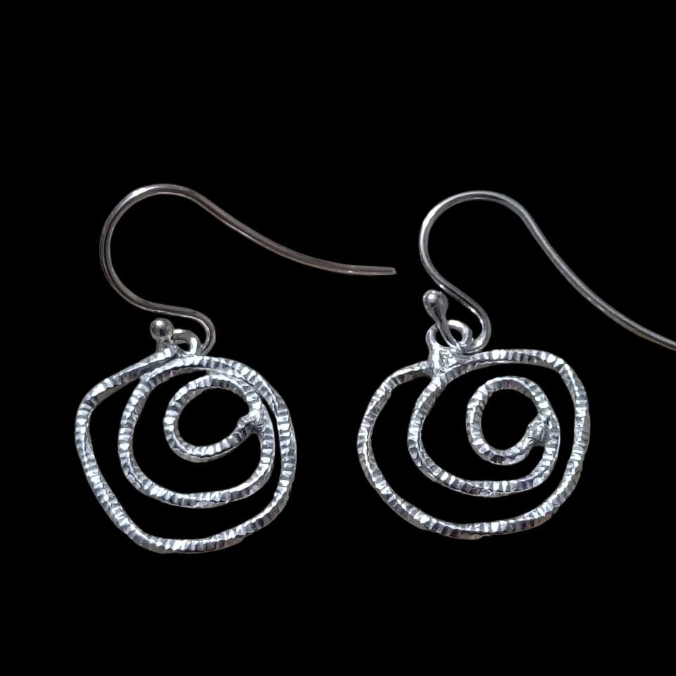 Spiral El Yapımı Gümüş Hayat Döngüsü Küpeler