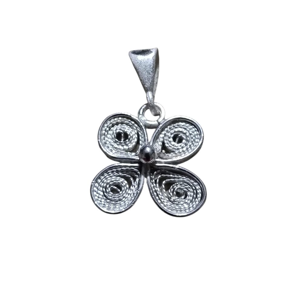 Telkari El Yapımı Gümüş Yonca Kolye Uçları