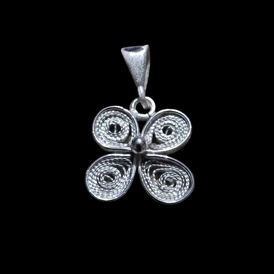 Telkari El Yapımı Gümüş Yonca Kolye Uçları