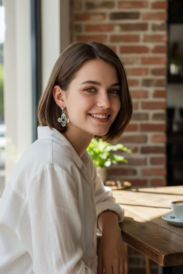 Telkari Gümüş Lacivert Zirkon Taşlı Küpeler