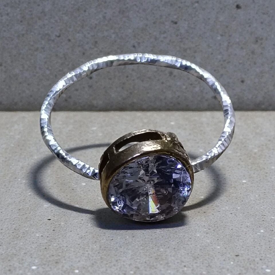 Beyaz Zirkon Taşlı El Yapımı Gümüş Yüzük