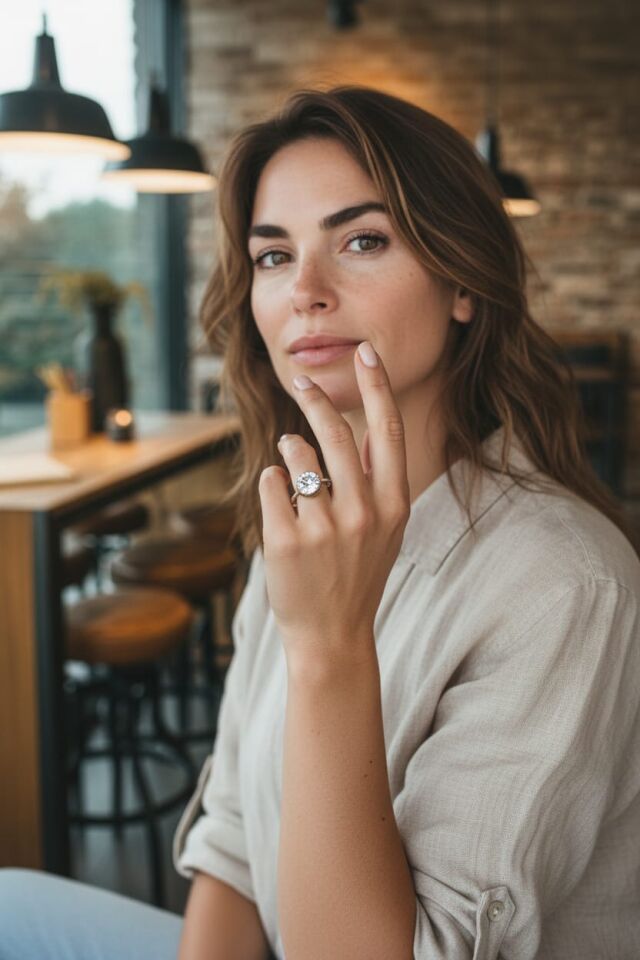 Beyaz Zirkon Taşlı El Yapımı Gümüş Yüzük