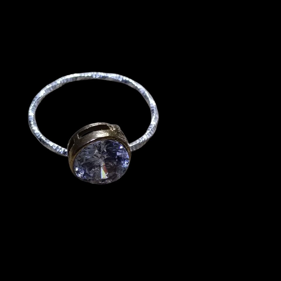 Beyaz Zirkon Taşlı El Yapımı Gümüş Yüzük