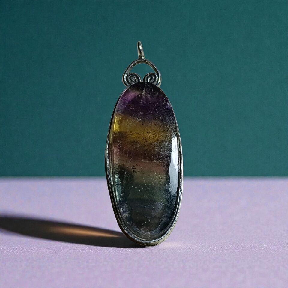 Florit Doğal Taşlı Gümüş El Yapımı Kolye