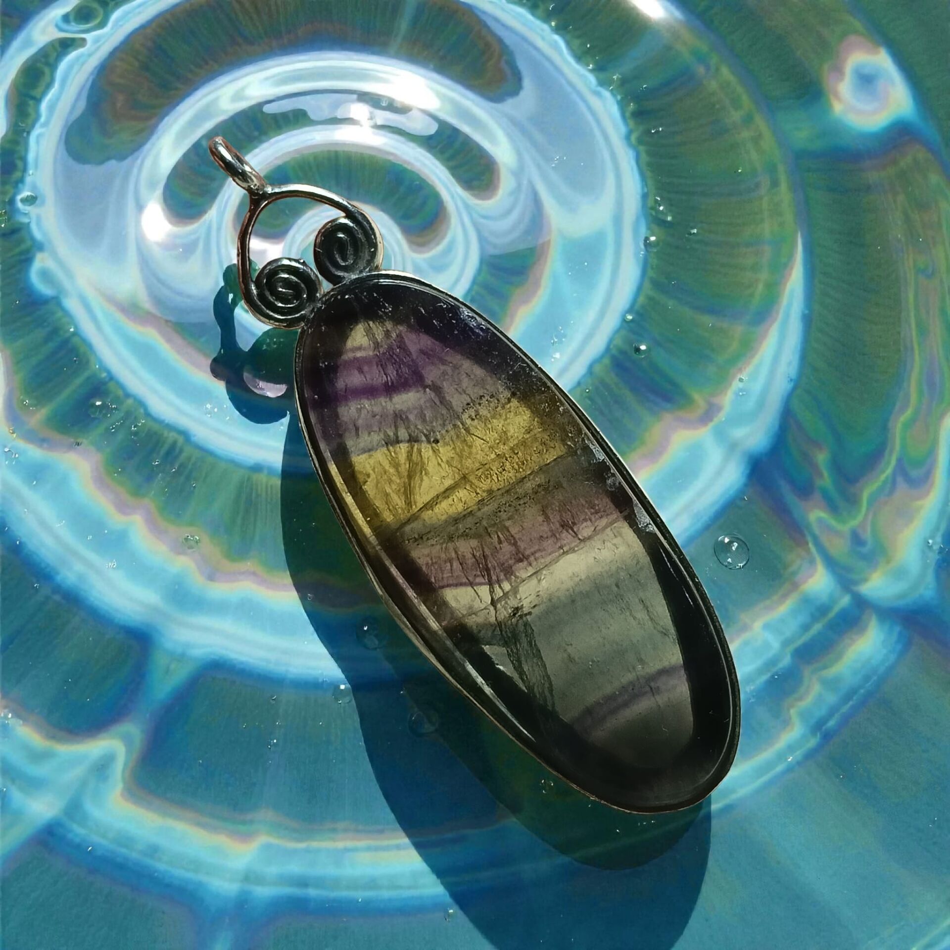 Florit Doğal Taşlı Gümüş El Yapımı Kolye