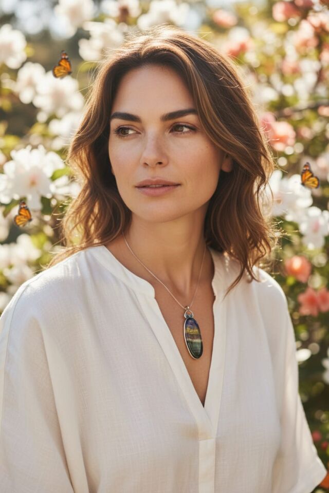 Florit Doğal Taşlı Gümüş El Yapımı Kolye