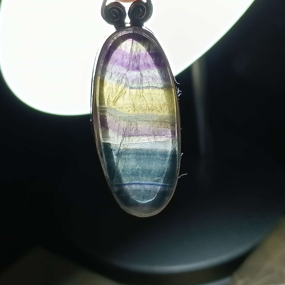 Florit Doğal Taşlı Gümüş El Yapımı Kolye