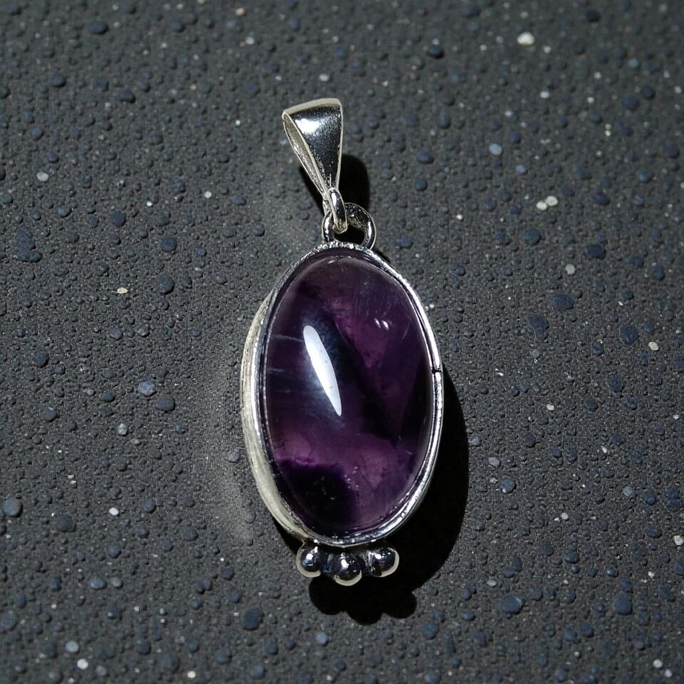 Çeroit Ametist Doğal Taşlı El Yapımı Gümüş Kolye Ucu