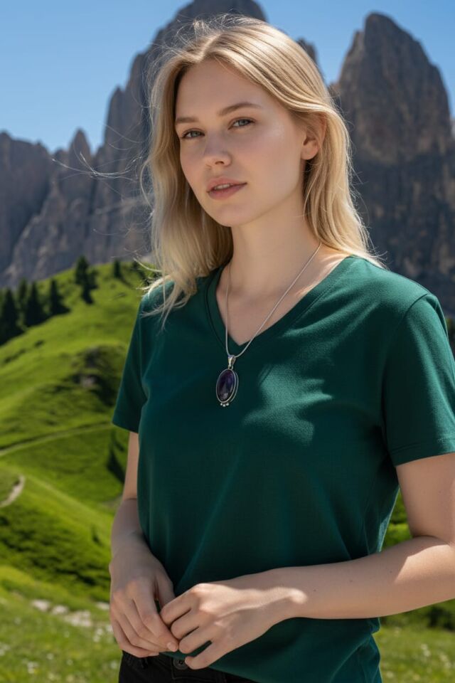 Çeroit Ametist Doğal Taşlı El Yapımı Gümüş Kolye Ucu