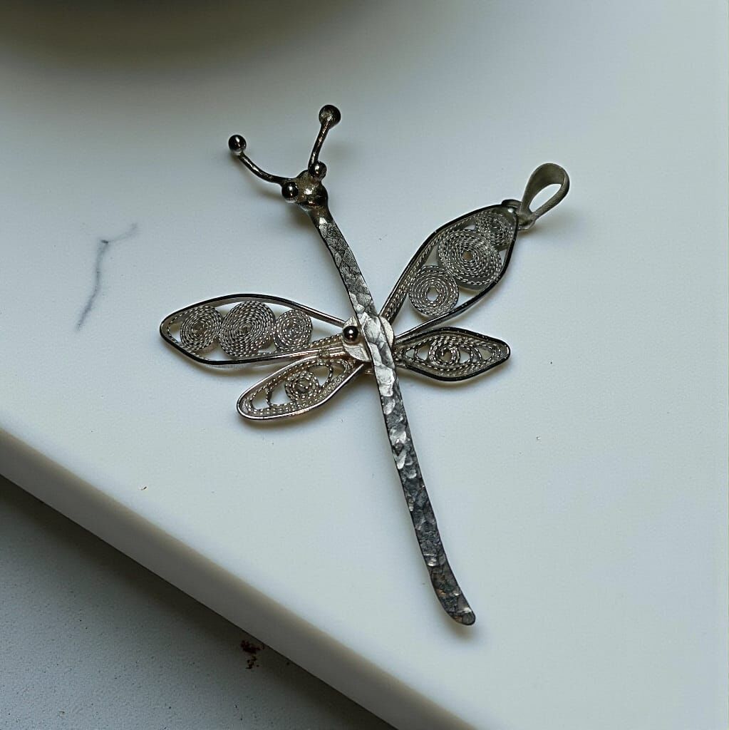 Telkari Gümüş Yusufçuk El Yapımı Kolye