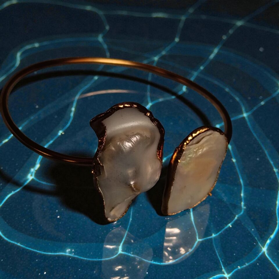 Barok Doğal İncili Prinç Metali El Yapımı Bilezik Bileklik