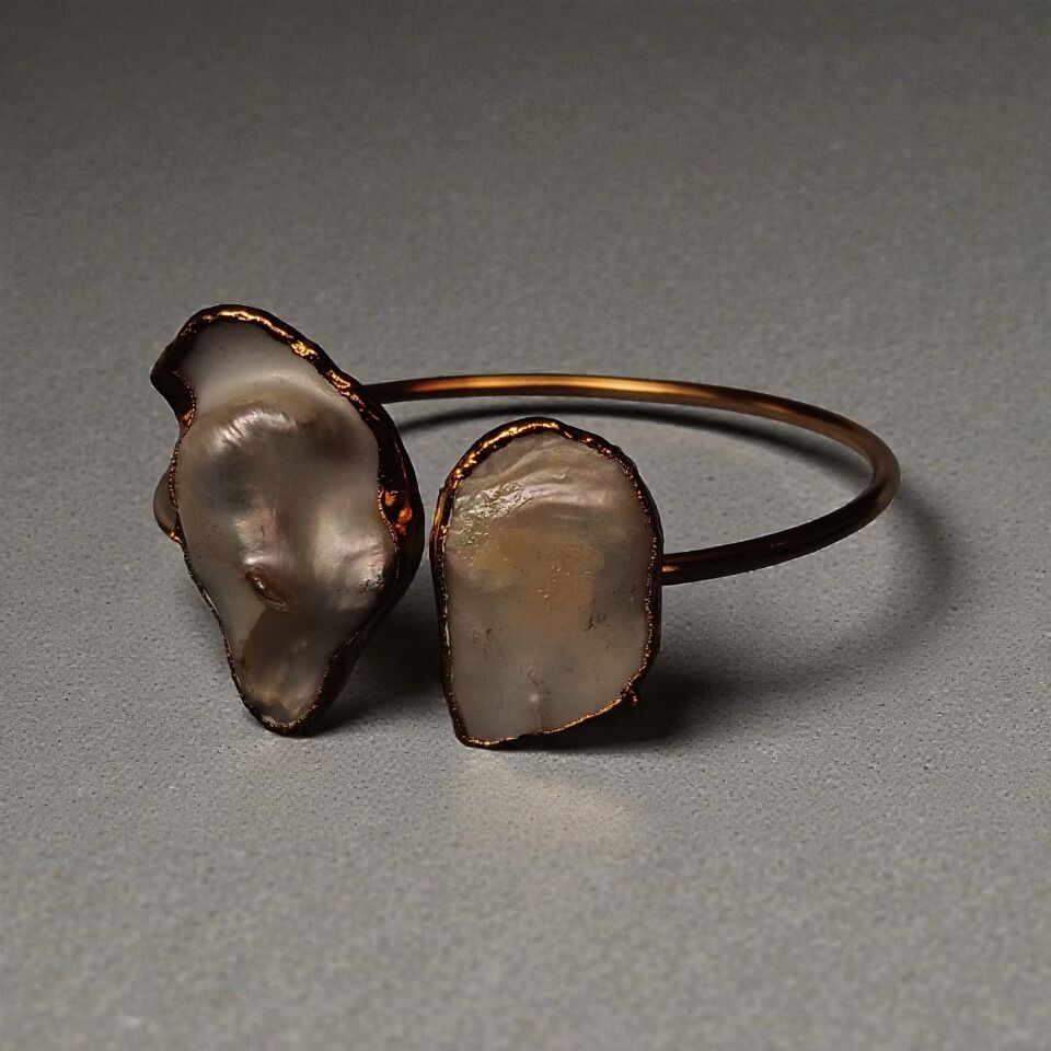 Barok Doğal İncili Prinç Metali El Yapımı Bilezik Bileklik