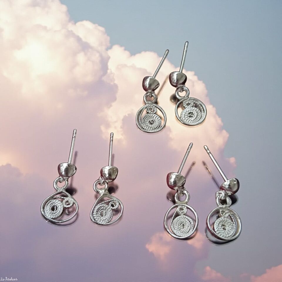 Telkari Gümüş Minimal Küpeler