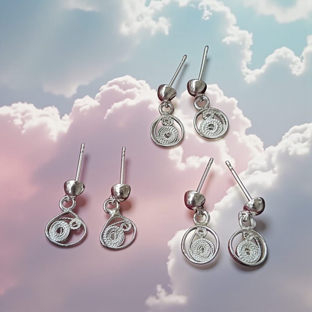 Telkari Gümüş Minimal Küpeler