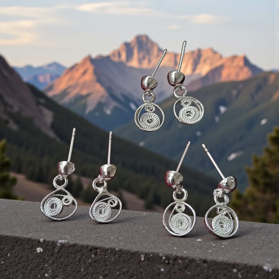 Telkari Gümüş Minimal Küpeler