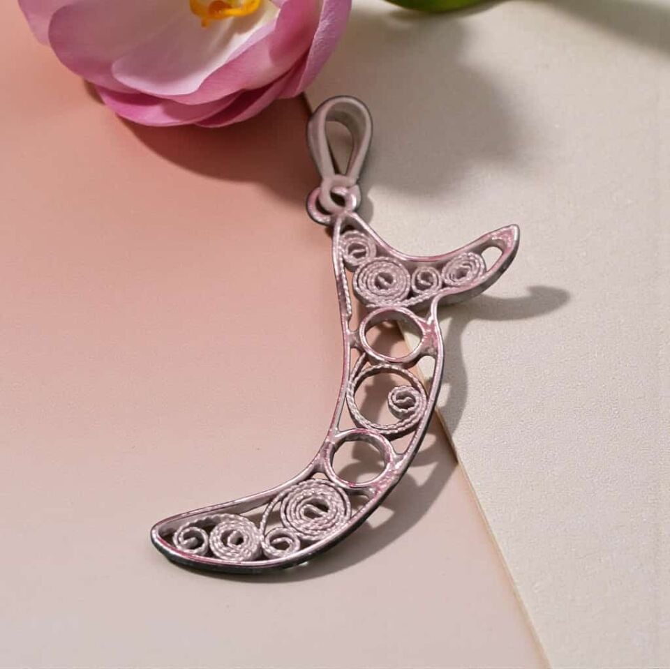 Telkari Gümüş Tasarım Kolye Ucu