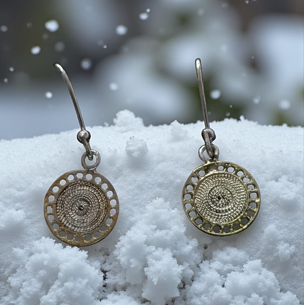 Telkari Gümüş Yuvarlak Küpeler