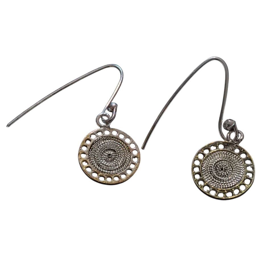 Telkari Gümüş Yuvarlak Küpeler