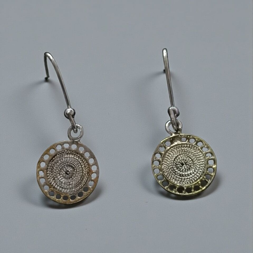 Telkari Gümüş Yuvarlak Küpeler