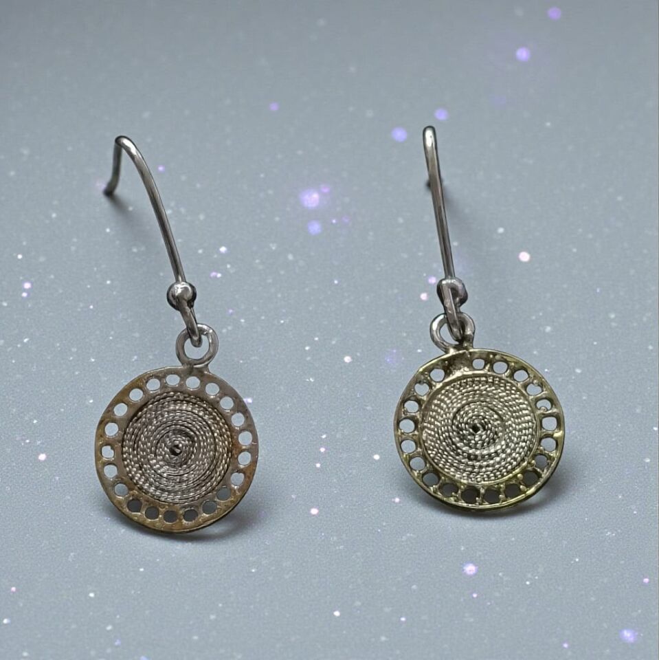 Telkari Gümüş Yuvarlak Küpeler