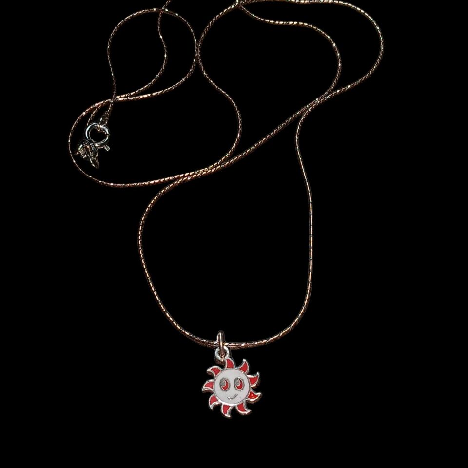 Güneş Mineli Gümüş Üzeri Altın Kaplama Kolye ve Zinciri