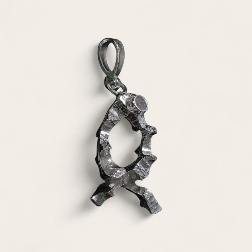 El Yapımı Gümüş Zirkon Taşlı Kolye Ucu