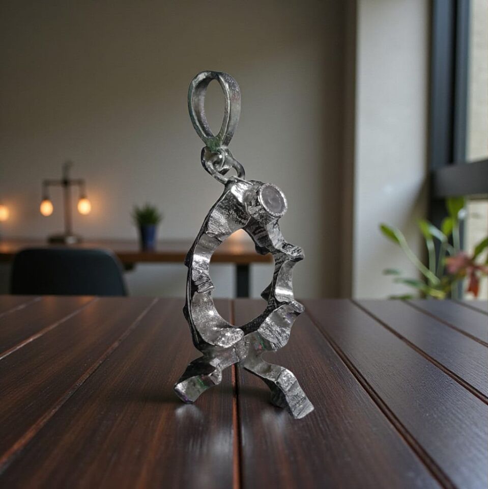 El Yapımı Gümüş Zirkon Taşlı Kolye Ucu