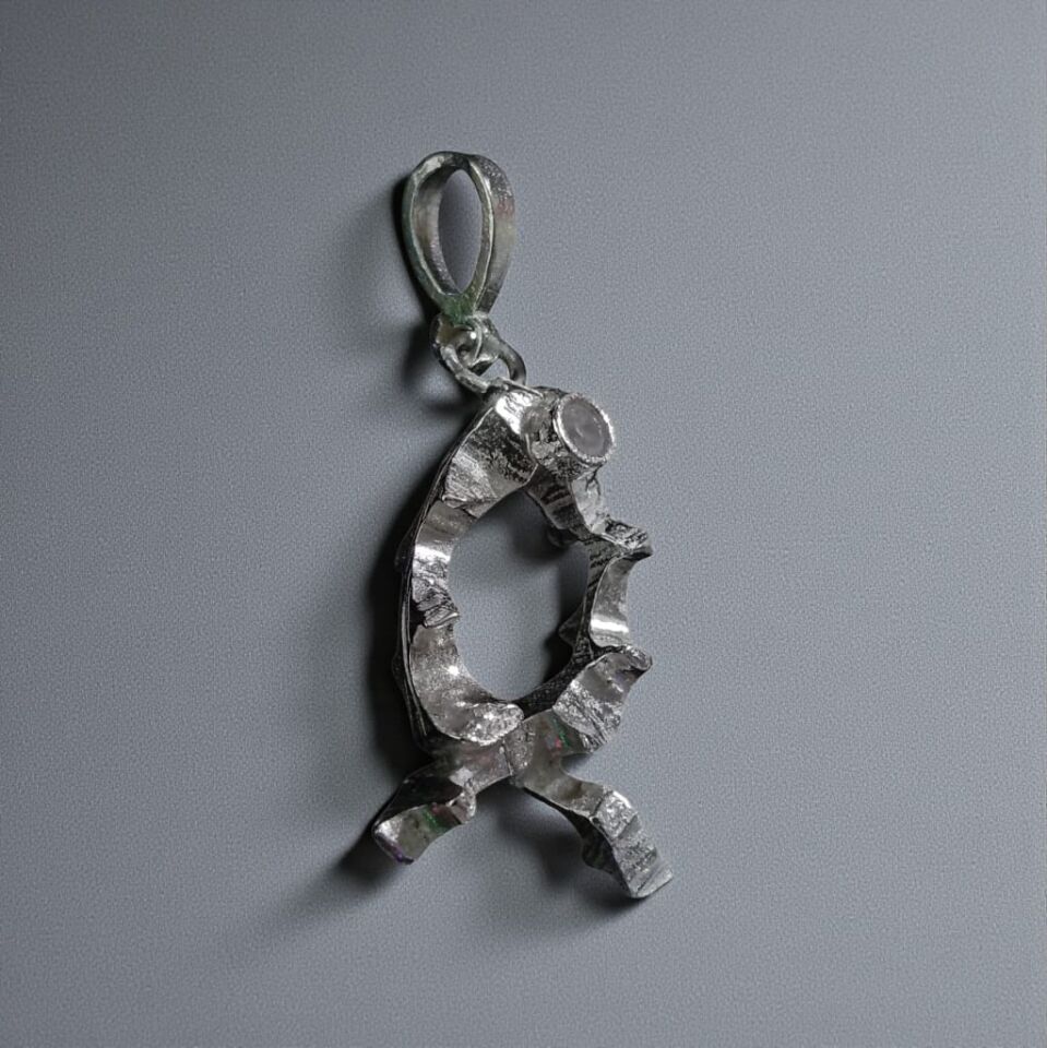 El Yapımı Gümüş Zirkon Taşlı Kolye Ucu