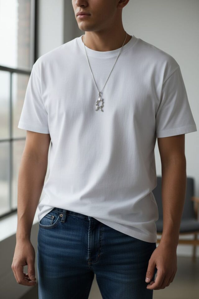 El Yapımı Gümüş Zirkon Taşlı Kolye Ucu