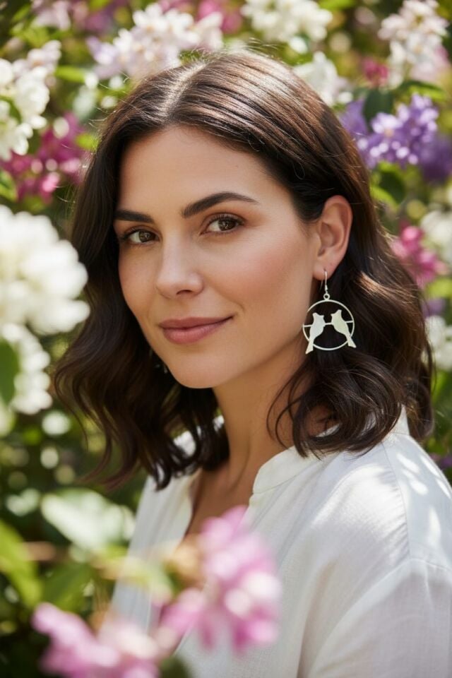 Gümüş Kuşlar 925 Ayar Gümüş Çember Küpe