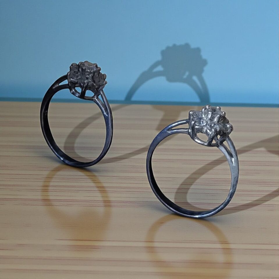 Beş Taşlı Zirkon Çiçek El Yapımı Gümüş Yüzük