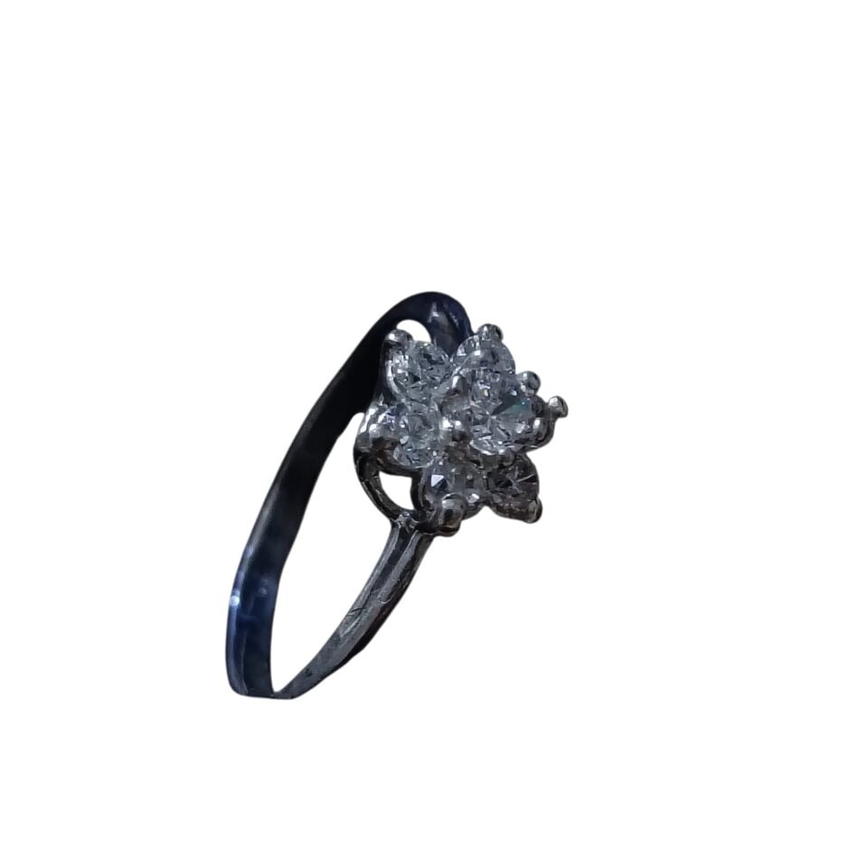 Beş Taşlı Zirkon Çiçek El Yapımı Gümüş Yüzük