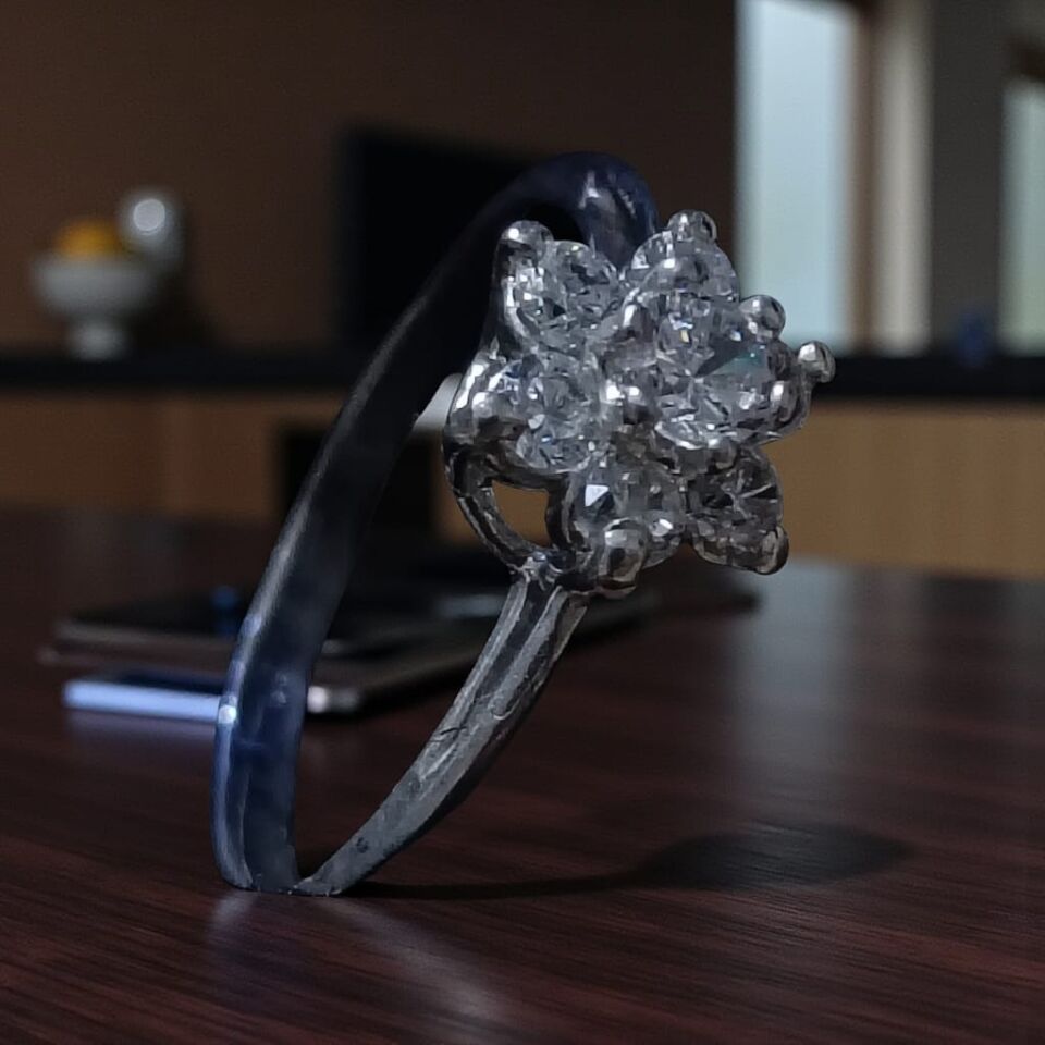 Beş Taşlı Zirkon Çiçek El Yapımı Gümüş Yüzük